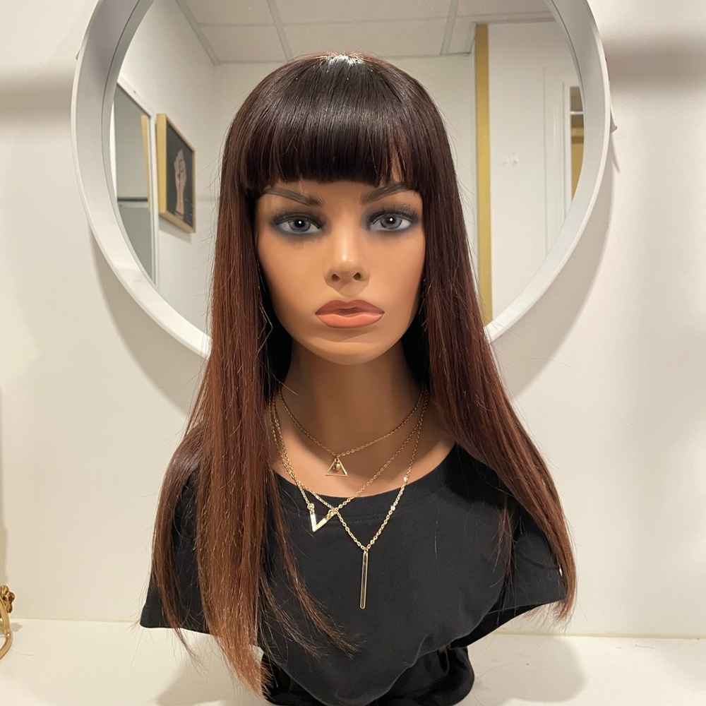 18" full bang wig with lace top.